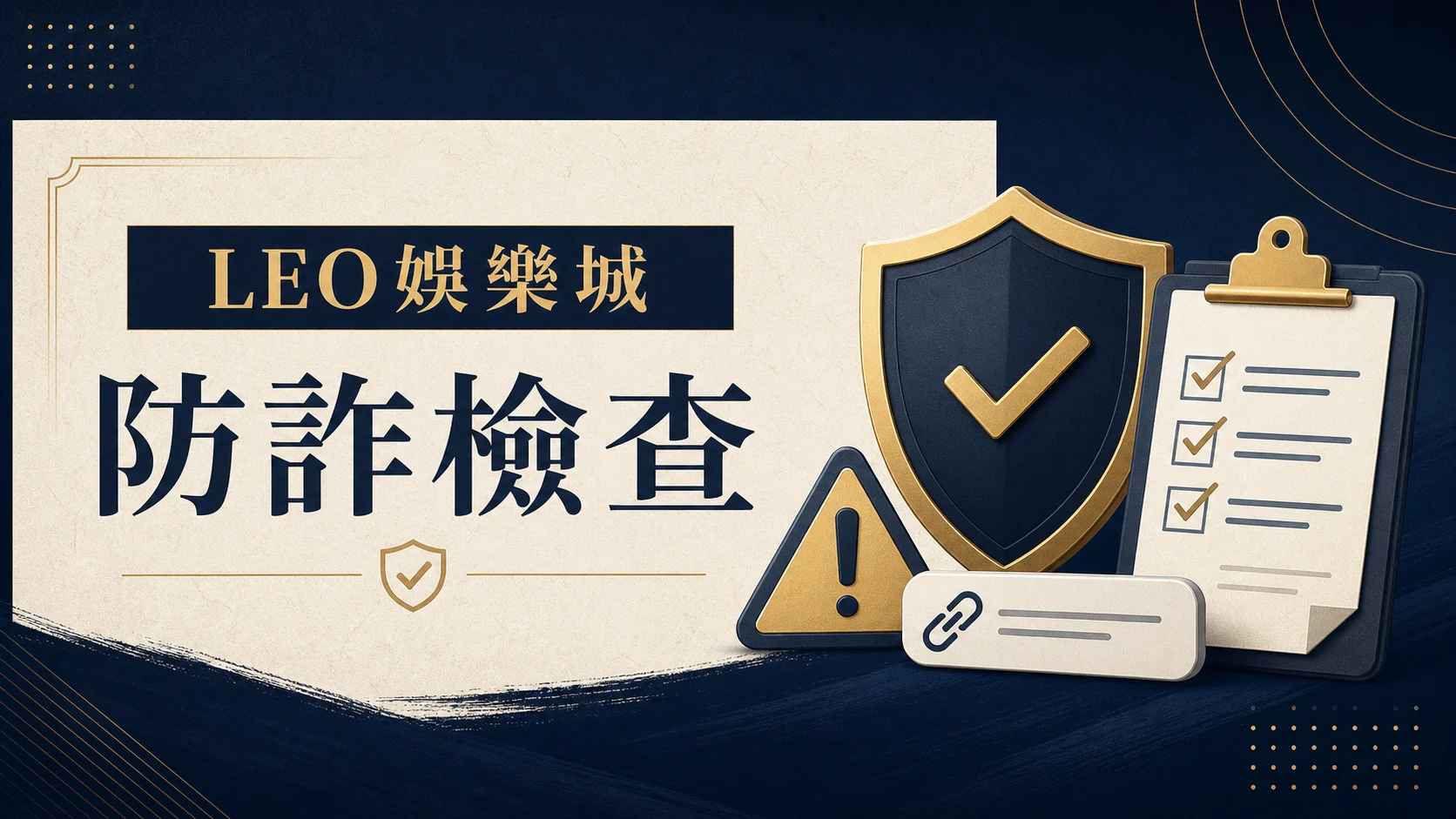 LEO娛樂城防詐檢查封面：連結警示與檢查清單